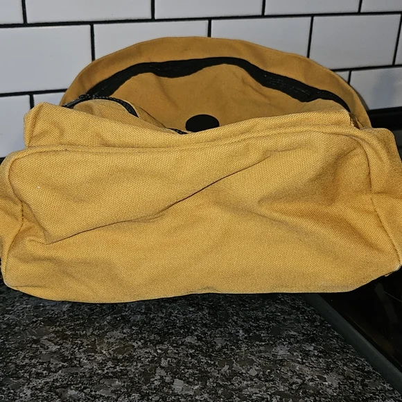 Timberland Wheat Canvas Classic Backpack Bookbag Simple Mustard Yellow - Picture 3 of 7